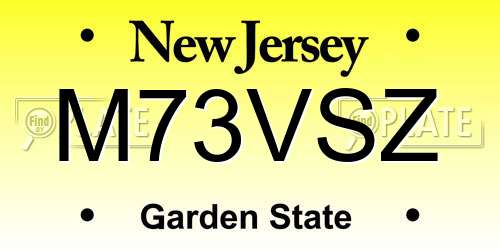 M73VSZ New Jersey License Plate