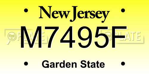 M7495F New Jersey License Plate
