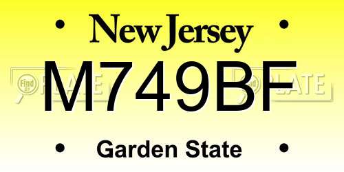 M749BF New Jersey License Plate