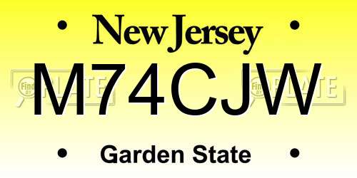 M74CJW New Jersey License Plate