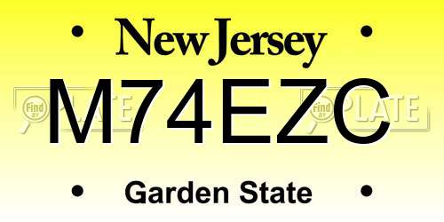 M74EZC New Jersey License Plate
