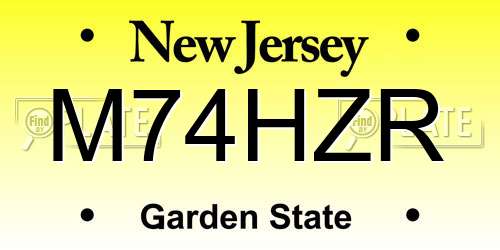M74HZR New Jersey License Plate