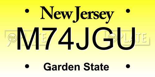 M74JGU New Jersey License Plate