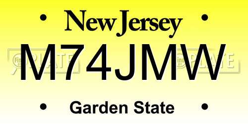 M74JMW New Jersey License Plate