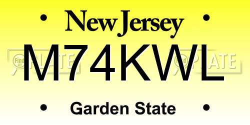 M74KWL New Jersey License Plate
