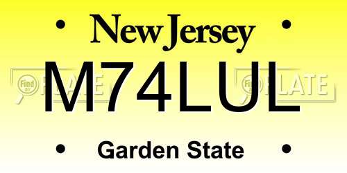 M74LUL New Jersey License Plate