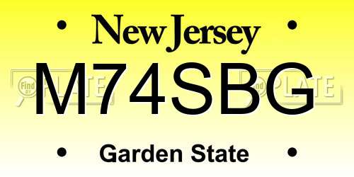 M74SBG New Jersey License Plate