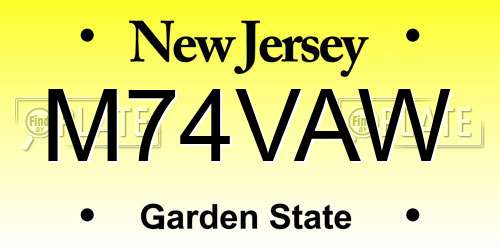 M74VAW New Jersey License Plate