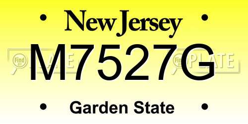 M7527G New Jersey License Plate