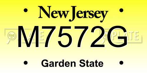M7572G New Jersey License Plate