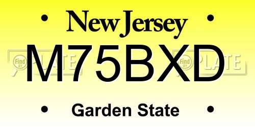 M75BXD New Jersey License Plate
