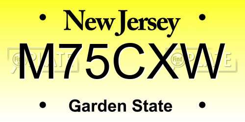 M75CXW New Jersey License Plate