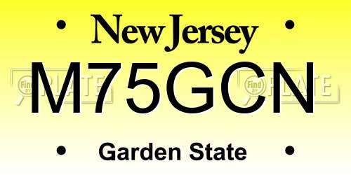 M75GCN New Jersey License Plate