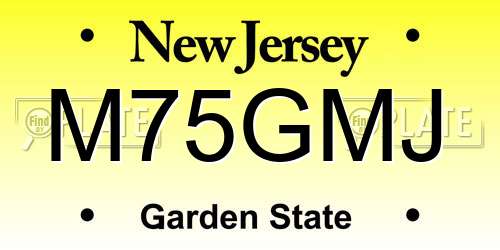 M75GMJ New Jersey License Plate