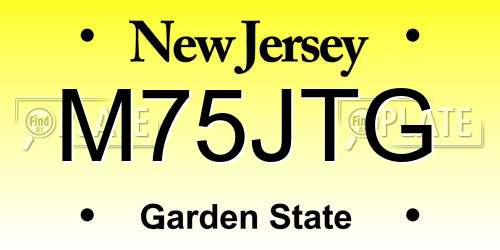 M75JTG New Jersey License Plate