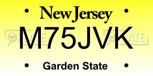 M75JVK New Jersey License Plate