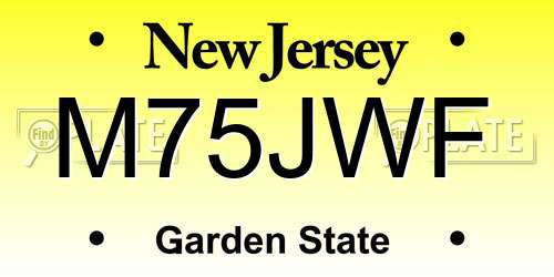 M75JWF New Jersey License Plate