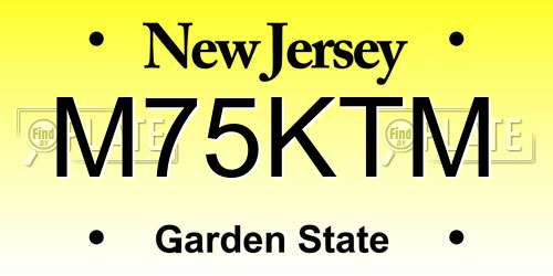 M75KTM New Jersey License Plate
