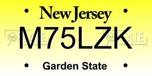 M75LZK New Jersey License Plate