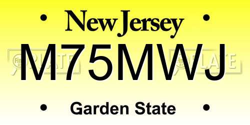 M75MWJ New Jersey License Plate