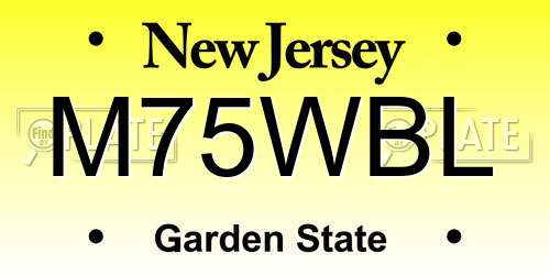 M75WBL New Jersey License Plate