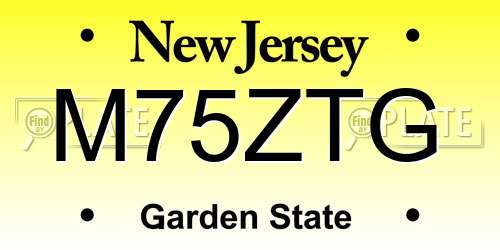 M75ZTG New Jersey License Plate