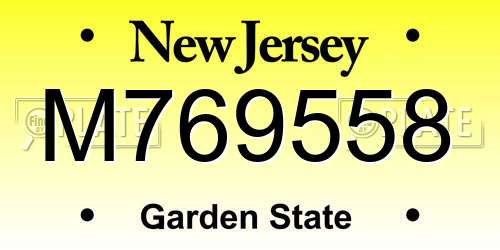 M769558 New Jersey License Plate