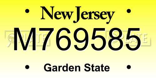 M769585 New Jersey License Plate