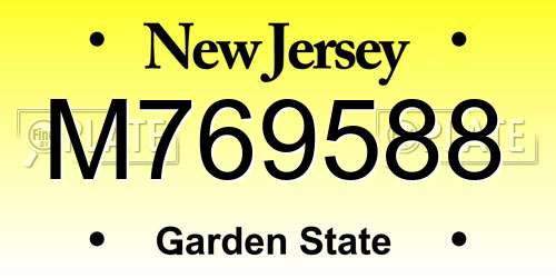 M769588 New Jersey License Plate
