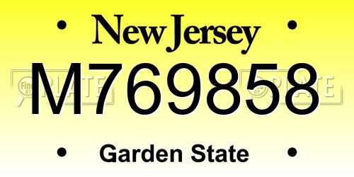 M769858 New Jersey License Plate