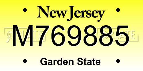 M769885 New Jersey License Plate