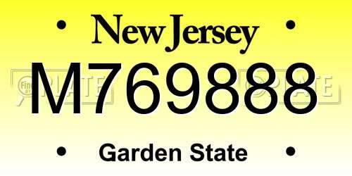 M769888 New Jersey License Plate