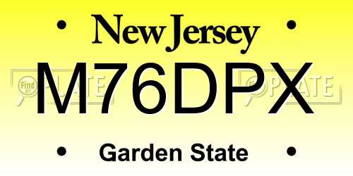 M76DPX New Jersey License Plate