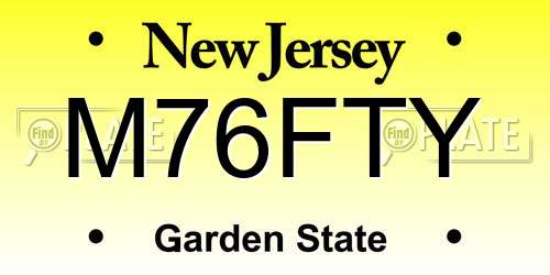M76FTY New Jersey License Plate