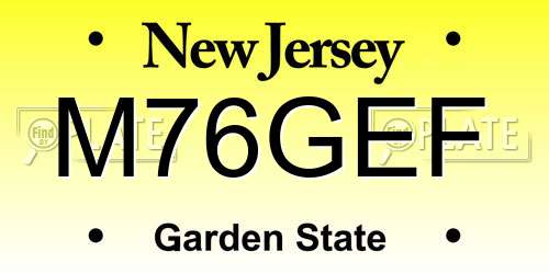 M76GEF New Jersey License Plate