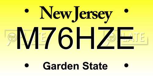M76HZE New Jersey License Plate