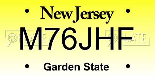 M76JHF New Jersey License Plate