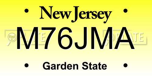 M76JMA New Jersey License Plate