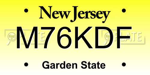 M76KDF New Jersey License Plate