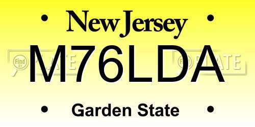 M76LDA New Jersey License Plate