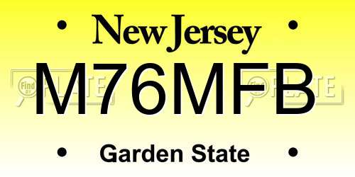 M76MFB New Jersey License Plate