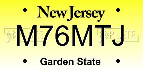 M76MTJ New Jersey License Plate