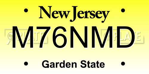 M76NMD New Jersey License Plate