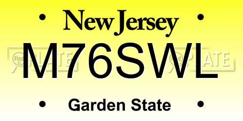 M76SWL New Jersey License Plate