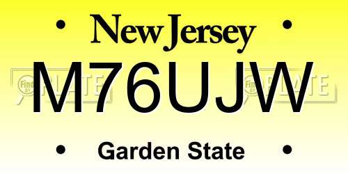 M76UJW New Jersey License Plate