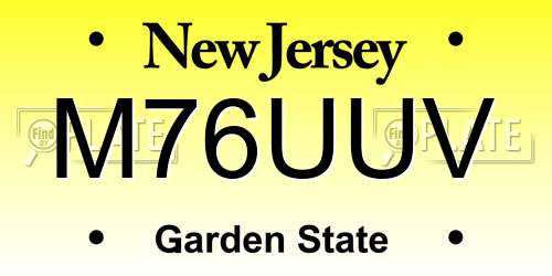 M76UUV New Jersey License Plate