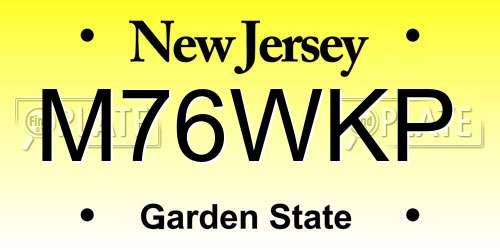 M76WKP New Jersey License Plate