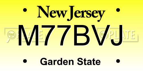 M77BVJ New Jersey License Plate
