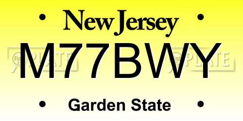 M77BWY New Jersey License Plate