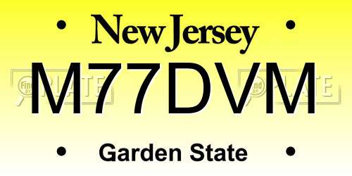 M77DVM New Jersey License Plate
